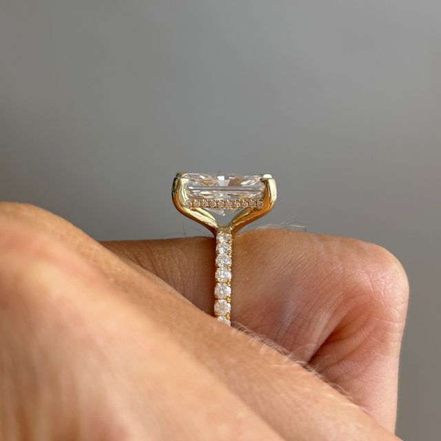 5.00 Carat Radiant Diamond Hidden Halo Yellow Gold Engagement Ring - Sadie