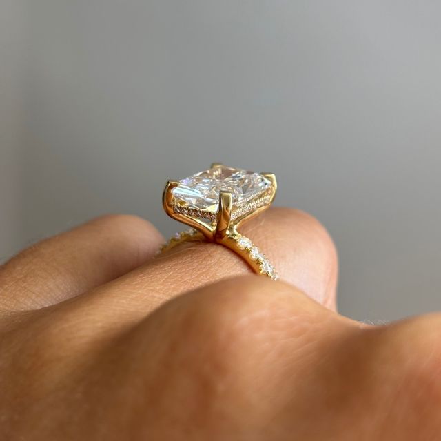 5.00 Carat Radiant Diamond Hidden Halo Yellow Gold Engagement Ring - Sadie