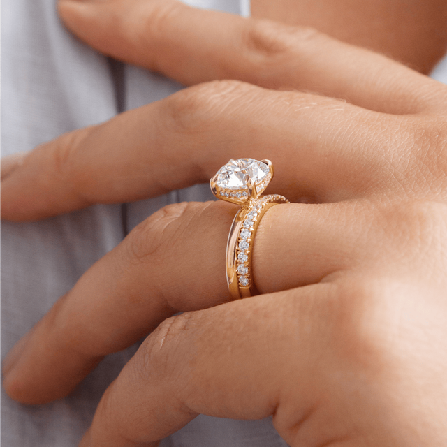 3.00 Carat Round Diamond Hidden Halo Yellow Gold Engagement Ring - Kate