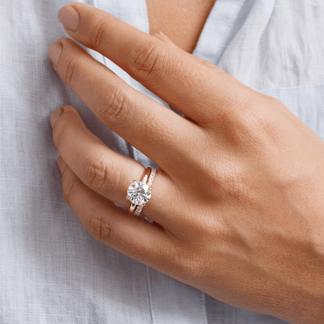 3.00 Carat Round Diamond Hidden Halo Yellow Gold Engagement Ring - Kate