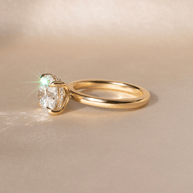 3.00 Carat Round Diamond Hidden Halo Yellow Gold Engagement Ring - Kate