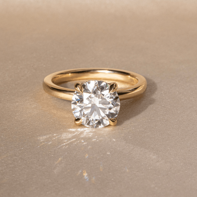 3.00 Carat Round Diamond Hidden Halo Yellow Gold Engagement Ring - Kate