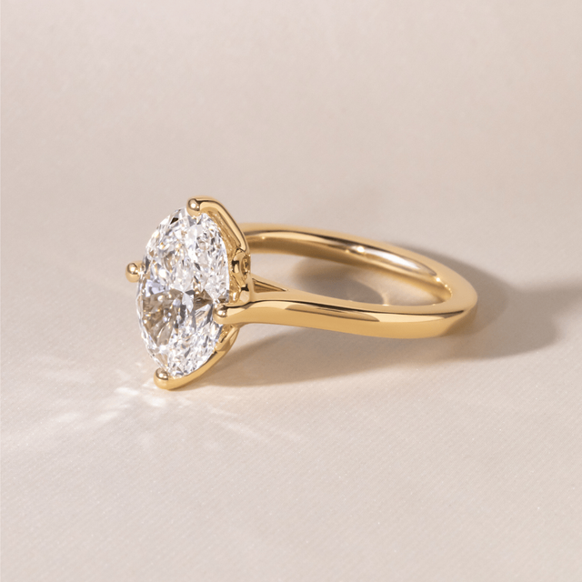 3.00 Carat Oval Diamond Solitaire Yellow Gold Engagement Ring - Liana