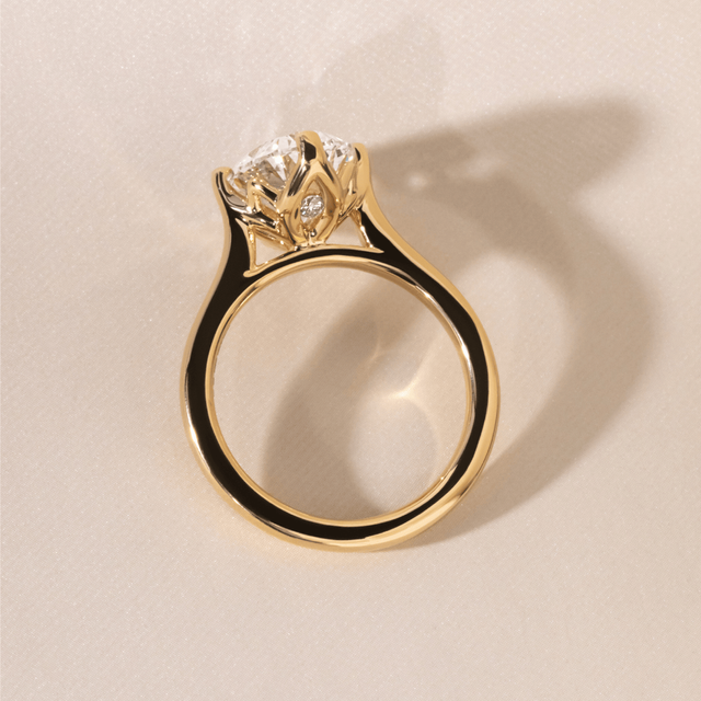 3.00 Carat Oval Diamond Solitaire Yellow Gold Engagement Ring - Liana