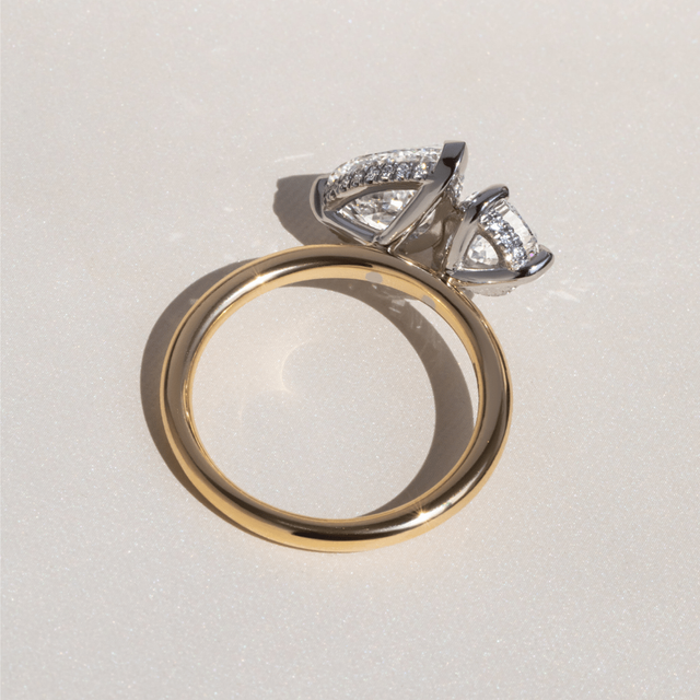 4.00 Carat Pear And Pear Diamond Toi Et Moi Two-Tone Engagement Ring