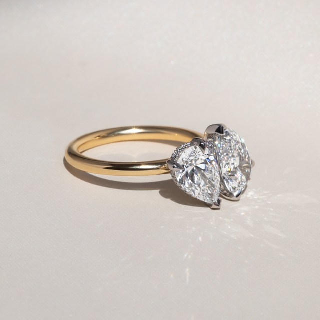 4.00 Carat Pear And Pear Diamond Toi Et Moi Two-Tone Engagement Ring