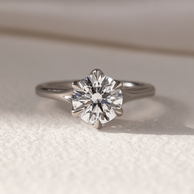 1.70 Carat Round Diamond Six Claw Solitaire Platinum Engagement Ring - Jillian