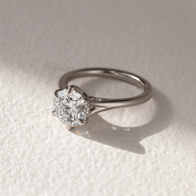 1.70 Carat Round Diamond Six Claw Solitaire Platinum Engagement Ring - Jillian