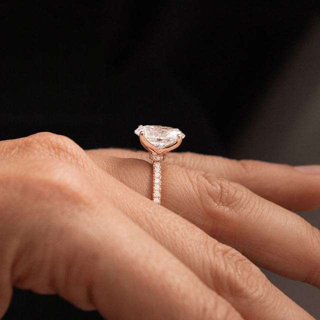 3.50 Carat Oval Diamond Hidden Halo Yellow Gold Engagement Ring - Jennifer