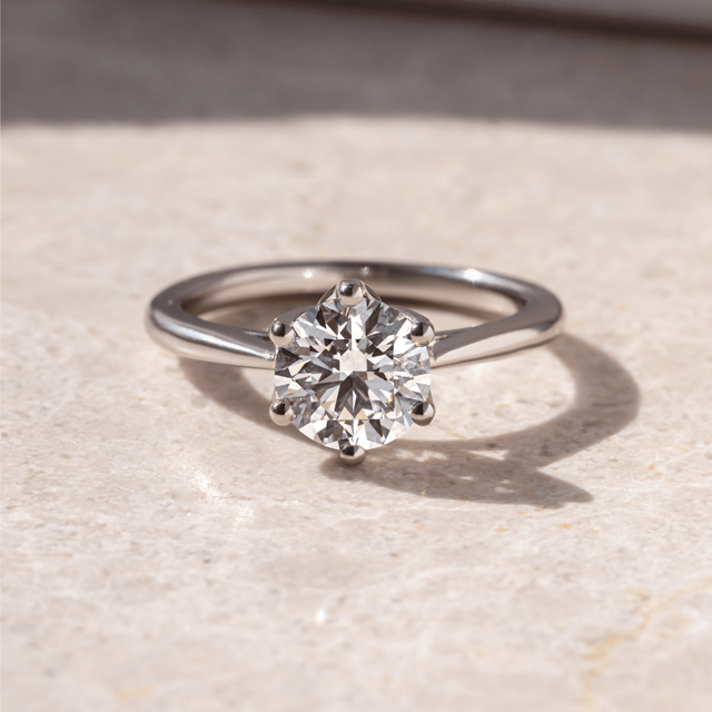 1.30 Carat Round Diamond Solitaire Platinum Engagement Ring - Jemini