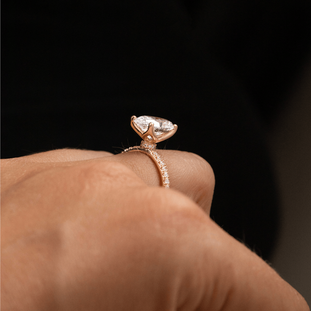 3.50 Carat Oval Diamond Hidden Halo Yellow Gold Engagement Ring - Jennifer