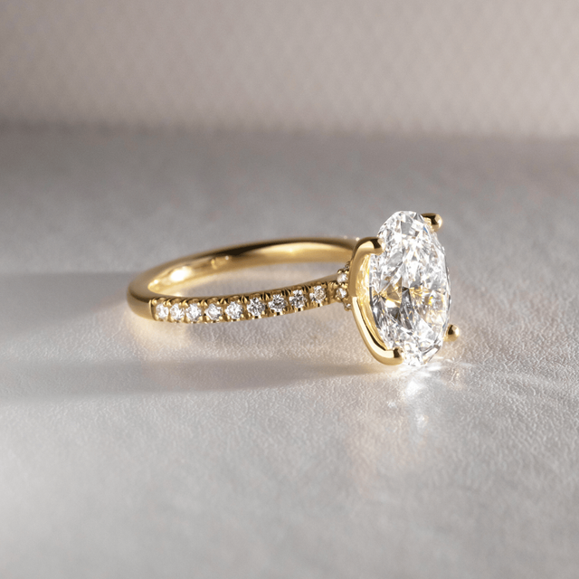 3.50 Carat Oval Diamond Hidden Halo Yellow Gold Engagement Ring - Jennifer