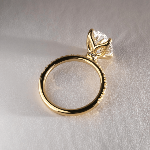 3.50 Carat Oval Diamond Hidden Halo Yellow Gold Engagement Ring - Jennifer