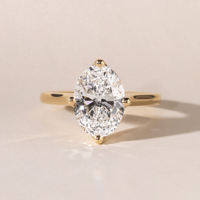 3.00 Carat Oval Diamond Solitaire Yellow Gold Engagement Ring - Liana