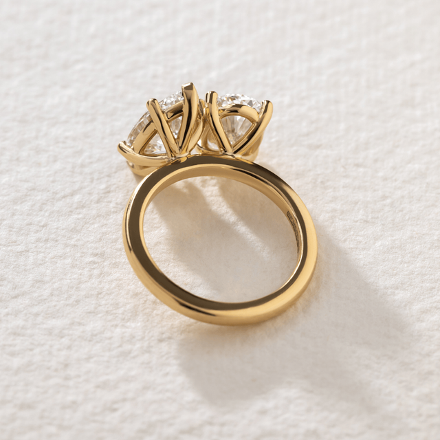 4.00 Carat Oval And Marquise Diamond Toi Et Moi Yellow Gold Engagement Ring