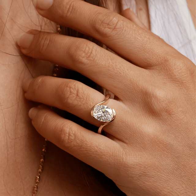 4.00 Carat Oval Diamond Solitaire Yellow Gold Engagement Ring - Naia