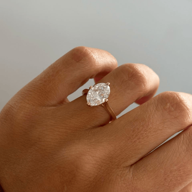 3.00 Carat Oval Diamond Solitaire Yellow Gold Engagement Ring - Liana