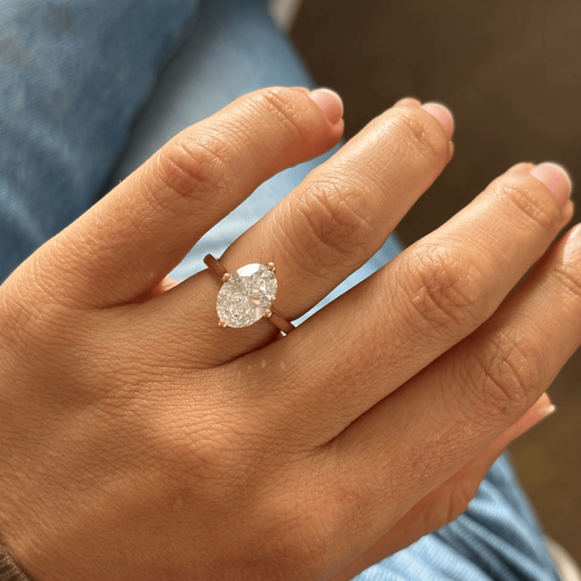 3.00 Carat Oval Diamond Solitaire Yellow Gold Engagement Ring - Liana