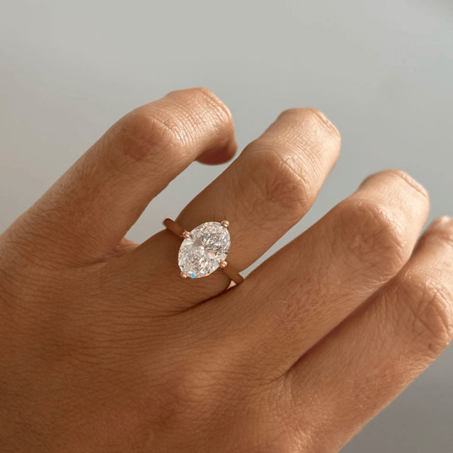 3.00 Carat Oval Diamond Solitaire Yellow Gold Engagement Ring - Liana