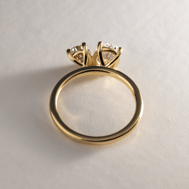 3.00 Carat Pear Pink And Oval Diamond Toi Et Moi Yellow Gold Engagement Ring