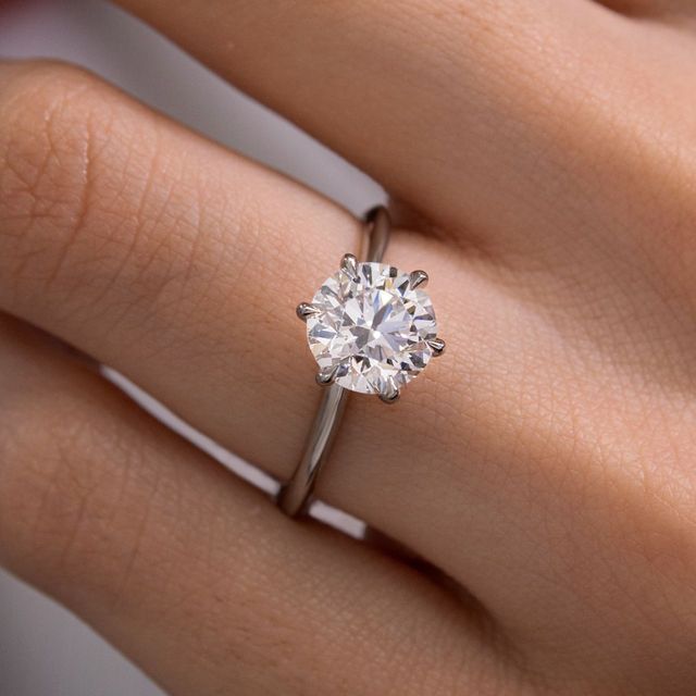 1.80 Carat Round Diamond Six Claw Solitaire Platinum Engagement Ring - Kylie