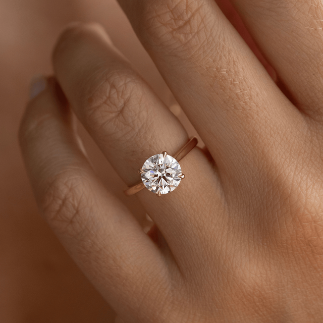 2.00 Carat Round Diamond Solitaire Yellow Gold Engagement Ring - Tulip