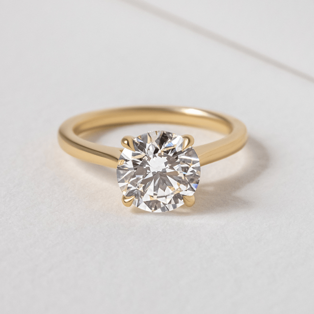 2.00 Carat Round Diamond Solitaire Yellow Gold Engagement Ring - Tulip