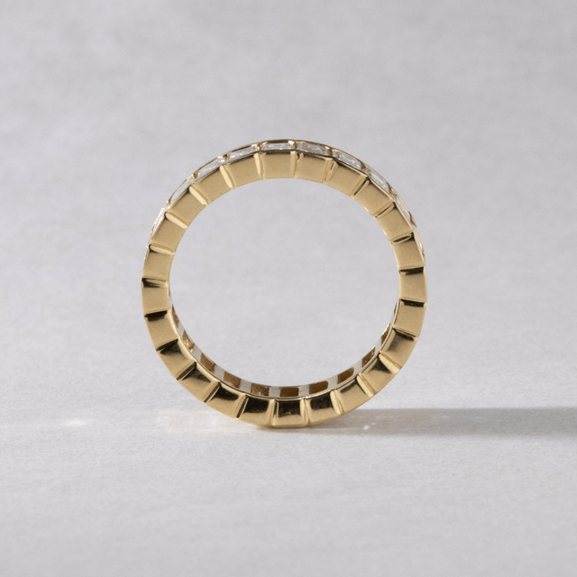 3.60 Carat Lab Grown Emerald Cut Diamond Full Eternity Ring In Yellow Gold