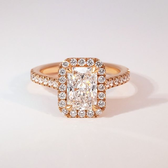 1.75 Carat Lab Grown Radiant Diamond Halo Engagement Ring In Rose Gold - Maya