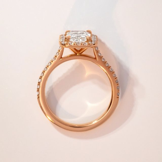 1.75 Carat Lab Grown Radiant Diamond Halo Engagement Ring In Rose Gold - Maya