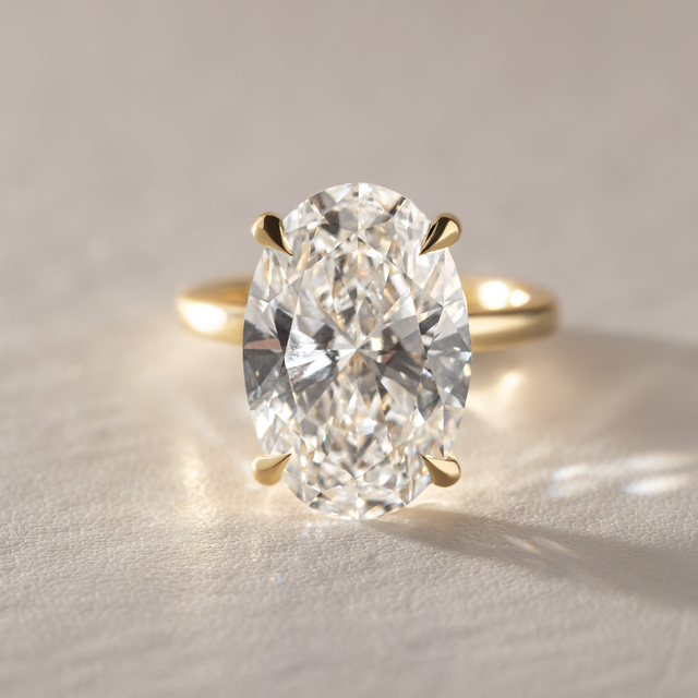 10 Carat Lab Grown Oval Hidden Halo Engagement Ring In Yellow Gold - Kate