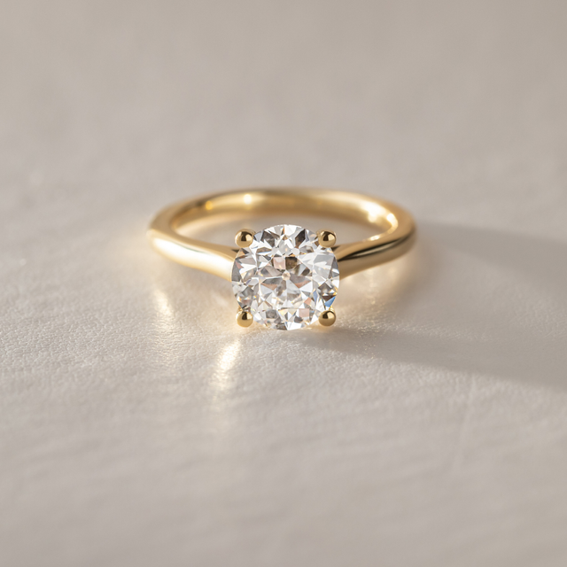 2.18 Carat Old European Style Round Diamond Engagement Ring in Yellow Gold - Sura