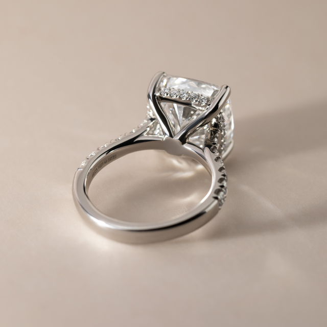 9.01 Carat Lab Grown Cushion Diamond Band Engagement Ring In Platinum - Aalia