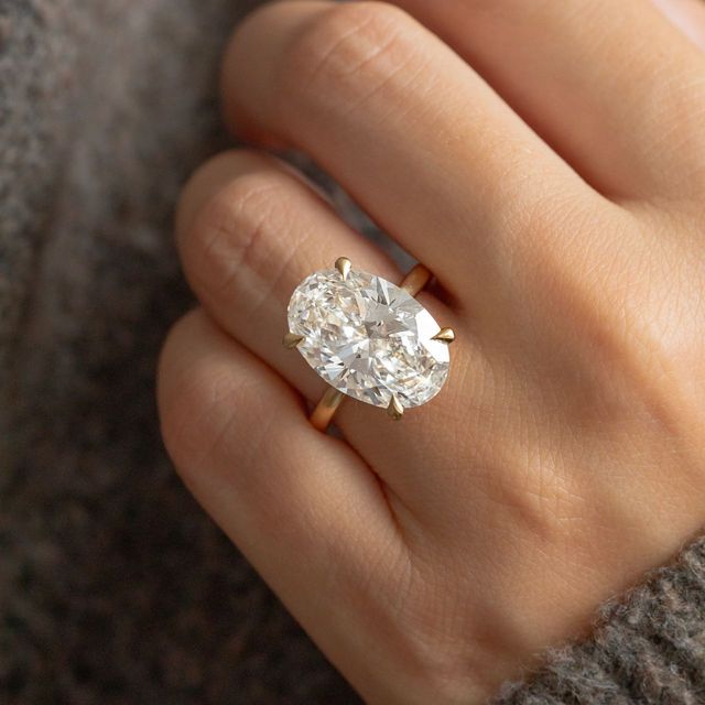 10 Carat Lab Grown Oval Hidden Halo Engagement Ring In Yellow Gold - Kate