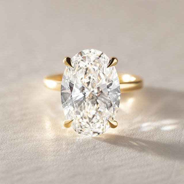 10 Carat Lab Grown Oval Hidden Halo Engagement Ring In Yellow Gold - Kate
