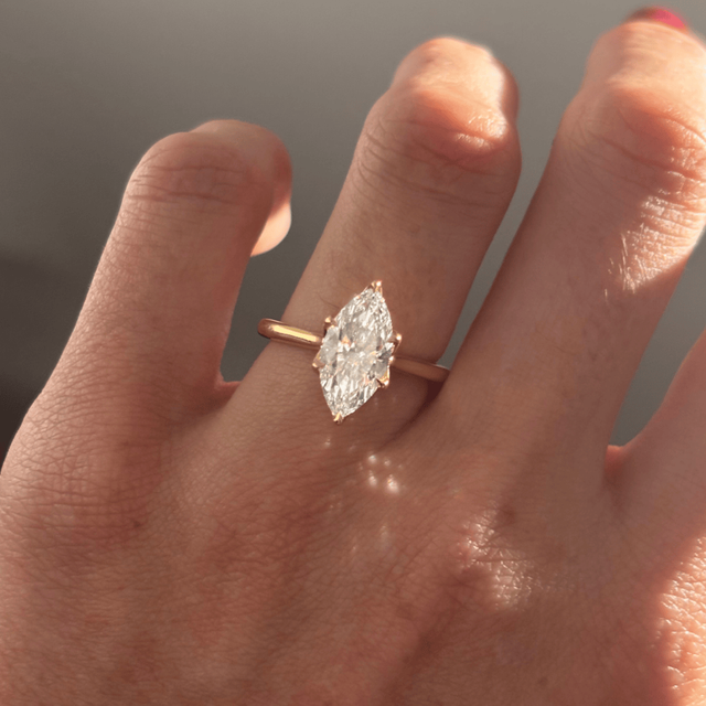 2.03 Carat Marquise Diamond Solitaire Engagement Ring In Yellow Gold - Elswin