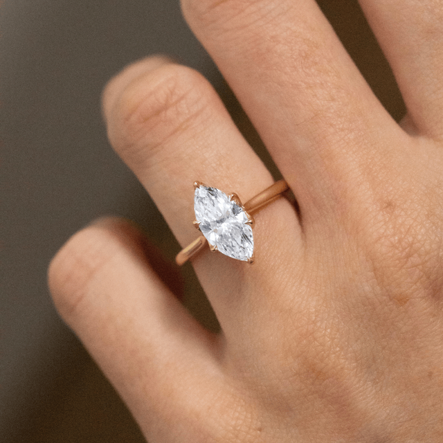 2.03 Carat Marquise Diamond Solitaire Engagement Ring In Yellow Gold - Elswin