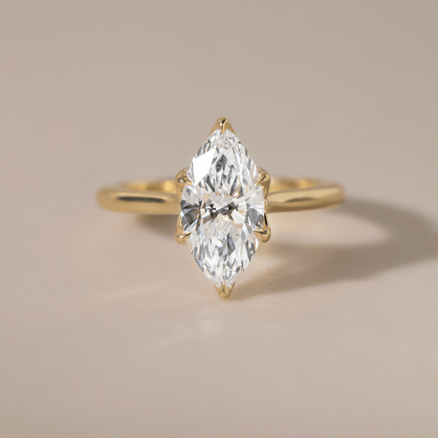 2.03 Carat Marquise Diamond Solitaire Engagement Ring In Yellow Gold - Elswin