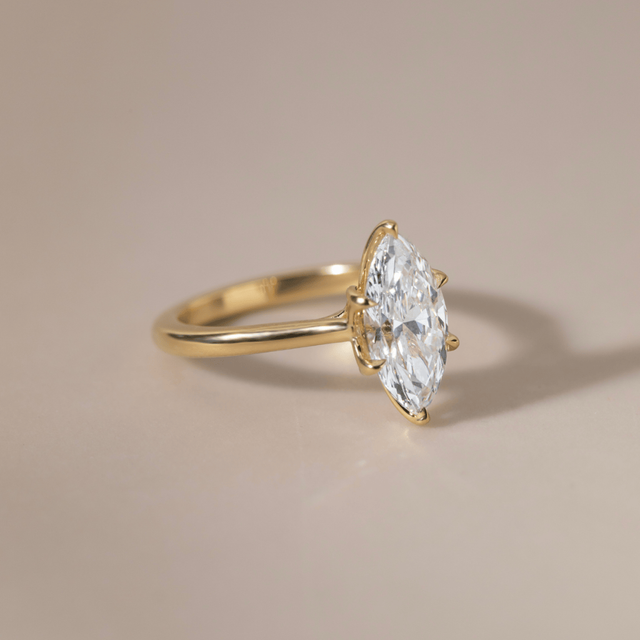 2.03 Carat Marquise Diamond Solitaire Engagement Ring In Yellow Gold - Elswin