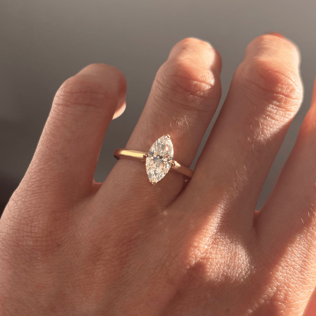 1.50 Carat Marquise Diamond Hidden Halo Engagement Ring In Yellow Gold - Geraldine