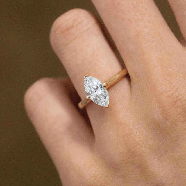 1.50 Carat Marquise Diamond Hidden Halo Engagement Ring In Yellow Gold - Geraldine