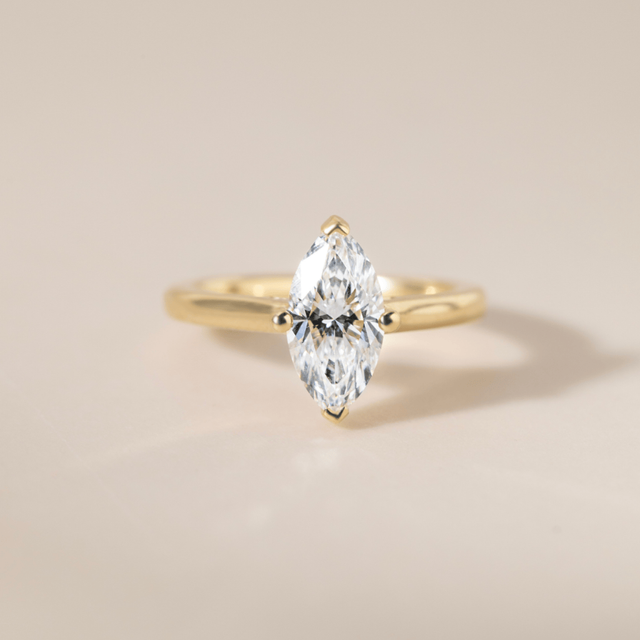 1.50 Carat Marquise Diamond Hidden Halo Engagement Ring In Yellow Gold - Geraldine
