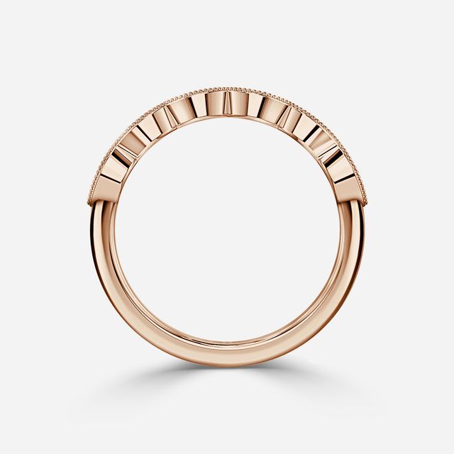 Jade Round Diamond Milgrain Rose Gold Wedding Ring