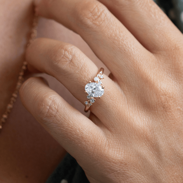 1.51 Carat Oval Diamond Cluster Engagement Ring In Yellow Gold - Morning Star