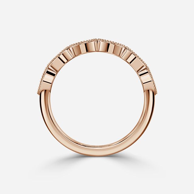 Swift Marquise Diamond Milgrain Rose Gold Wedding Ring