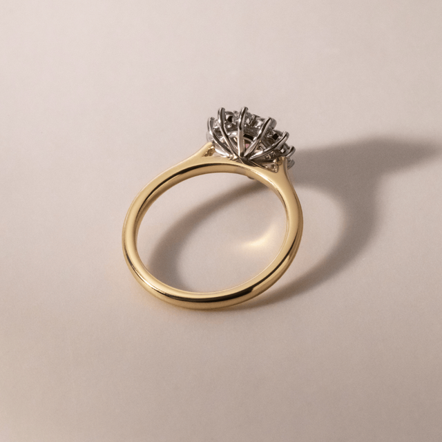 1.10 Carat Oval Padparadscha Sapphire Cluster Engagement Ring - Windermere