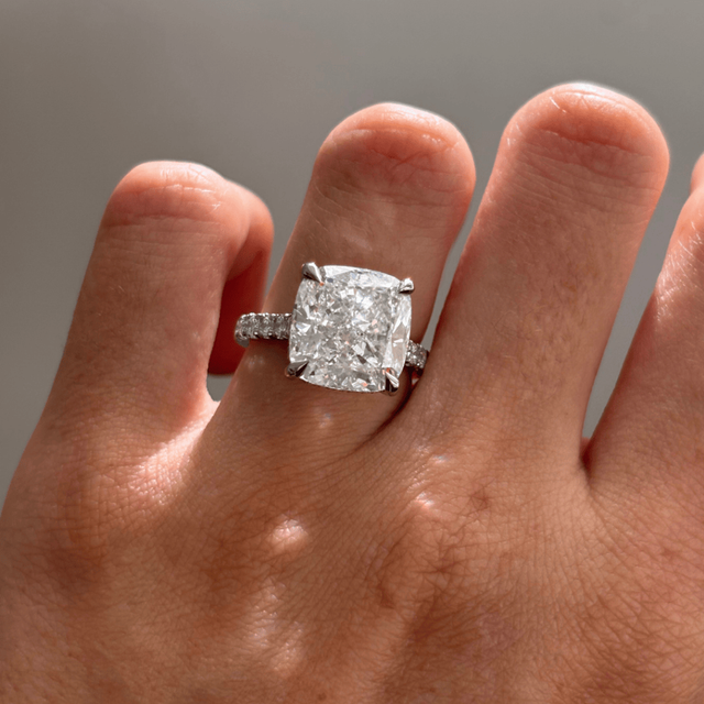 9.01 Carat Lab Grown Cushion Diamond Band Engagement Ring In Platinum - Aalia