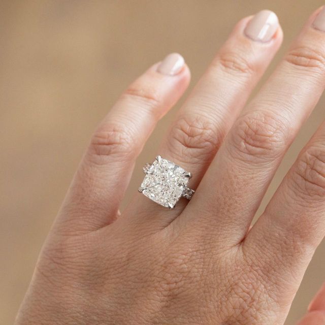 10.03 Carat Lab Grown Cushion Diamond Band Engagement Ring In Platinum - Aalia