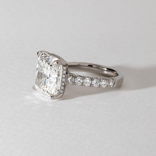 10.03 Carat Lab Grown Cushion Diamond Band Engagement Ring In Platinum - Aalia