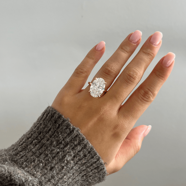 10 Carat Lab Grown Oval Hidden Halo Engagement Ring In Yellow Gold - Kate